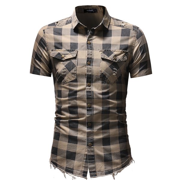 men plaid shirts short sleeve slim fit turn down collar shirts with pockets 3 colors summer ripped shirt plus size -3xl, White;black
men plaid shirts short sleeve slim fit turn down collar shirts with pockets 3 colors summer ripped shirt plus size -3xl, White;black