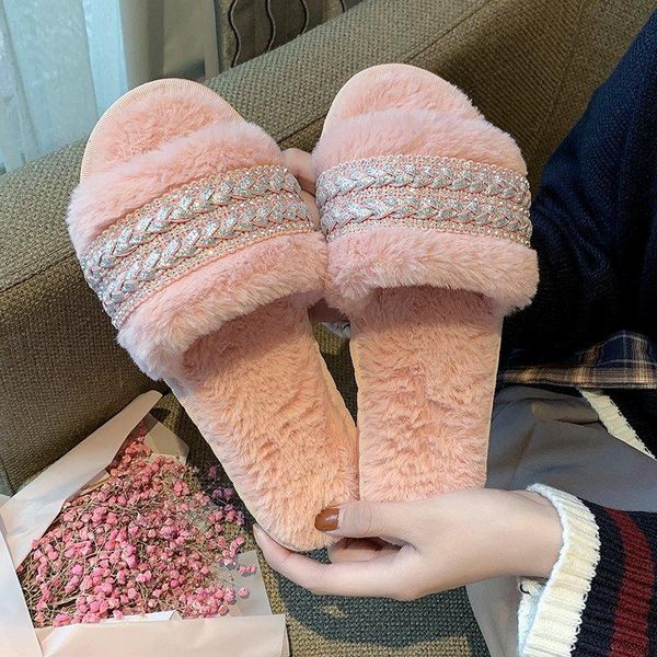 women slippers indoor shoes embroidered winter soft home plush warm non-slip fur flat casual femmes sandales, Black
women slippers indoor shoes embroidered winter soft home plush warm non-slip fur flat casual femmes sandales, Black