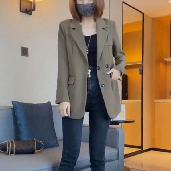 women's suits & blazers women 2021 spring summer notched collar blazer female double breasted casual loose jacket office ladies elegant, White;black
women's suits & blazers women 2021 spring summer notched collar blazer female double breasted casual loose jacket office ladies elegant, White;black