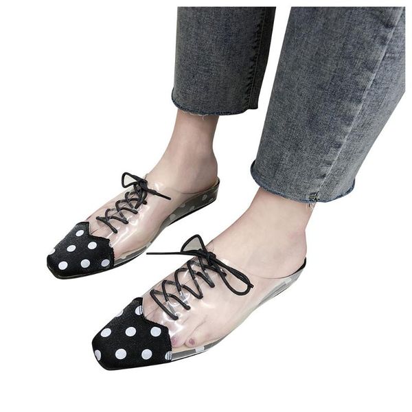 slippers sagace pvc transparent for women dots print lace up slipper fashion casual flat half-toe slides zapatos de mujer, Black
slippers sagace pvc transparent for women dots print lace up slipper fashion casual flat half-toe slides zapatos de mujer, Black