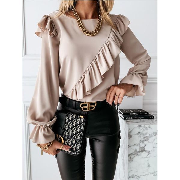 women's blouses & shirts ladies chic tunic spring office ruffles apricot women long sleeve lady elegant work flounce pleated blouse, White
women's blouses & shirts ladies chic tunic spring office ruffles apricot women long sleeve lady elegant work flounce pleated blouse, White