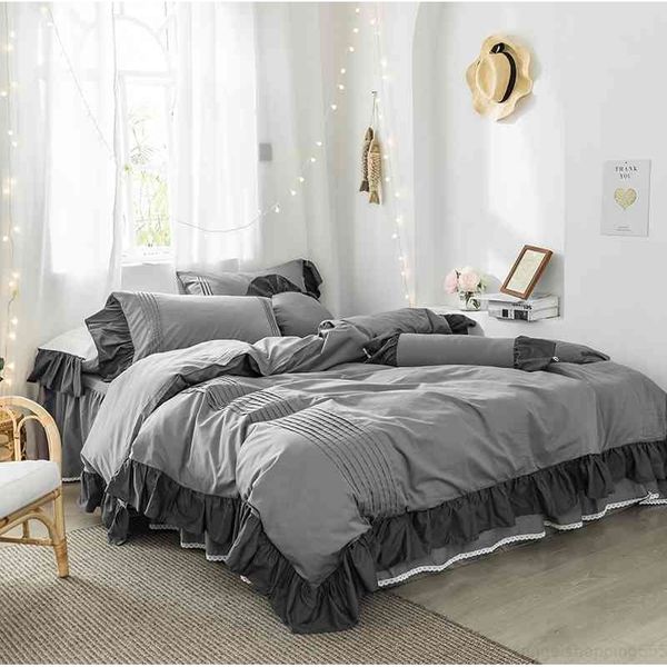 3/5 pieces vintage ruffle duvet cover pillow shams 100%cotton king full size solid color bedding for girls bed set
3/5 pieces vintage ruffle duvet cover pillow shams 100%cotton king full size solid color bedding for girls bed set