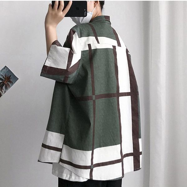 men's casual shirts houzhou men korean fashions harajuku plaid short sleeve t-shirts 2021 summer mens vintage streetwear oversized t-sh, White;black
men's casual shirts houzhou men korean fashions harajuku plaid short sleeve t-shirts 2021 summer mens vintage streetwear oversized t-sh, White;black
