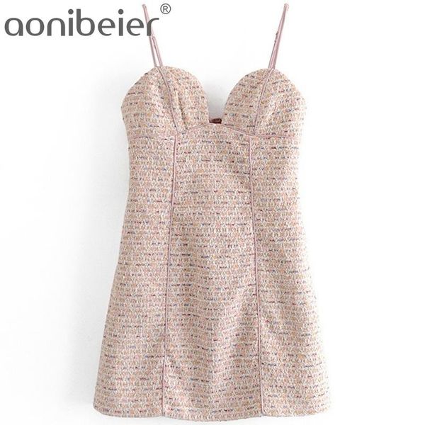 spring autumn sleeveless spaghetti strap women tweed blended mini dress female zipper back textured sweetheart 210604, Black;gray
spring autumn sleeveless spaghetti strap women tweed blended mini dress female zipper back textured sweetheart 210604, Black;gray