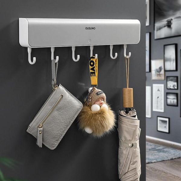 hooks & rails wall-mounted storage rack shelf box with hook for bathroom door punch-clothes key organizer kitchen accessories