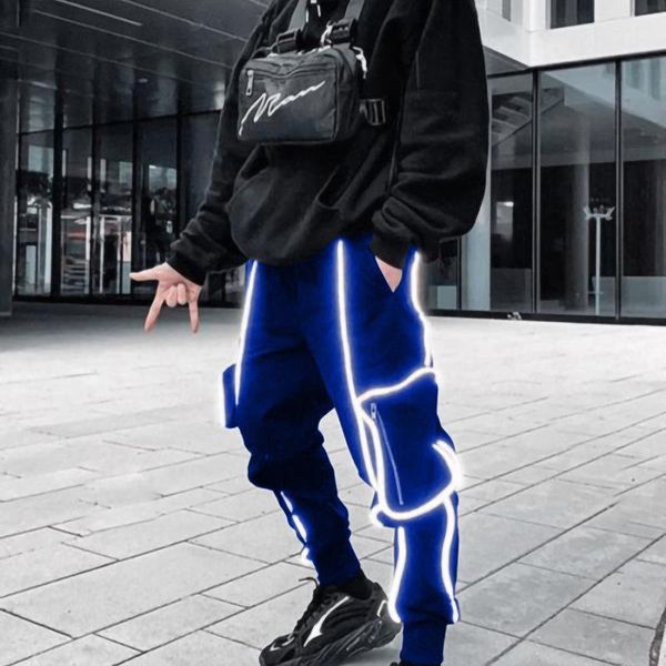 spring and summer overalls men's reflective strip trend solid color loose four seasons casual trousers mid-waist pants, Black
spring and summer overalls men's reflective strip trend solid color loose four seasons casual trousers mid-waist pants, Black