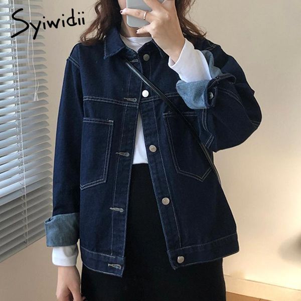 women's jackets syiwidii vintage jean jacket for women bright line wash blue denim grils 2021 spring fall big pocket retro jeans coat, Black;brown
women's jackets syiwidii vintage jean jacket for women bright line wash blue denim grils 2021 spring fall big pocket retro jeans coat, Black;brown