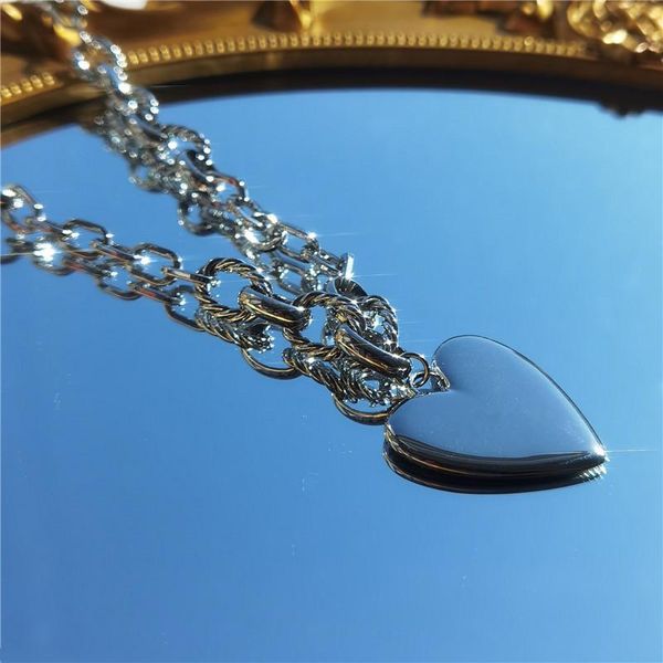 pendant necklaces fashionable personality thick chain exaggerated temperament necklace metal texture heart sweater female, Silver
pendant necklaces fashionable personality thick chain exaggerated temperament necklace metal texture heart sweater female, Silver