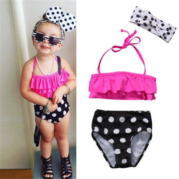 toddler girls 3 pieces swimsuit set, ruffle halter strap crop + polka dot shorts cute headband bikini outfit one-pieces, Black
toddler girls 3 pieces swimsuit set, ruffle halter strap crop + polka dot shorts cute headband bikini outfit one-pieces, Black