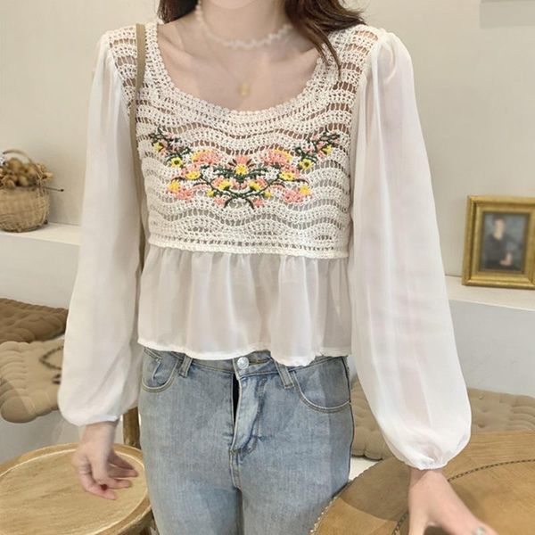 women's blouses & shirts jlong women korean hollow out long sleeve female loose embroidery floral, White
women's blouses & shirts jlong women korean hollow out long sleeve female loose embroidery floral, White