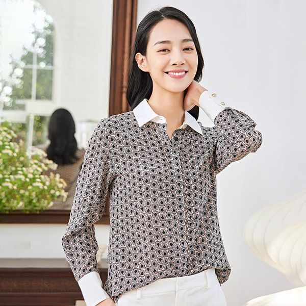 women's blouses & shirts retro plaid mulberry silk shirt 2021 100% crepe long sleeved printed blouse, White
women's blouses & shirts retro plaid mulberry silk shirt 2021 100% crepe long sleeved printed blouse, White