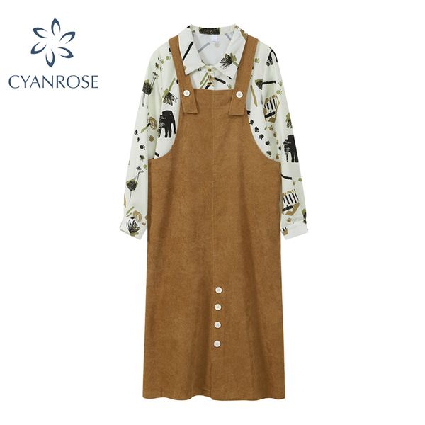 japanese style outfits women spring long sleeve cardigan vintage print blouses+solid overalls dress sweet preppy style sets 210417, White
japanese style outfits women spring long sleeve cardigan vintage print blouses+solid overalls dress sweet preppy style sets 210417, White