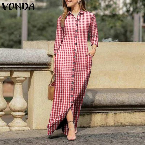 casual dresses vonda women long sleeve maxi dress vintage checked plaid turn down neck shirt button up vestidos s-5xl robe, Black;gray
casual dresses vonda women long sleeve maxi dress vintage checked plaid turn down neck shirt button up vestidos s-5xl robe, Black;gray