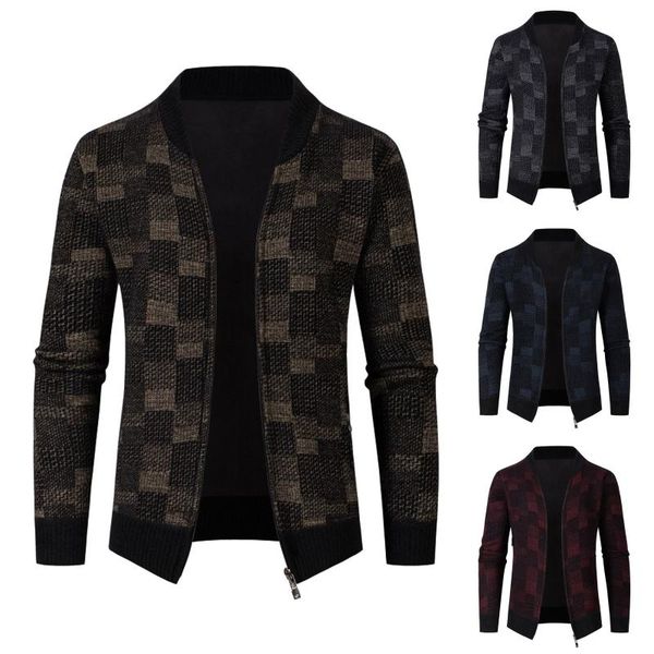 men's wool & blends autumn zip thermal jacket coat winter long sleeved plus velvet hoodless plaid sweater cardigan #01, Black
men's wool & blends autumn zip thermal jacket coat winter long sleeved plus velvet hoodless plaid sweater cardigan #01, Black