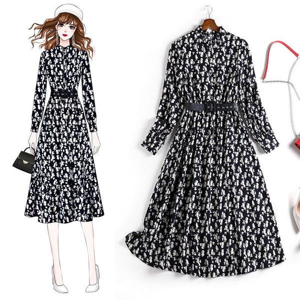 spring autumn floral print mid-calf dress 2021 women long sleeve plus size casual dresses jc62, Black;gray
spring autumn floral print mid-calf dress 2021 women long sleeve plus size casual dresses jc62, Black;gray