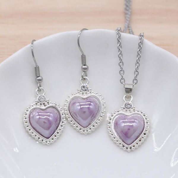 earrings & necklace love heart wishing ceramics pendant sets stainless steel allergy protection accessory 2021 design gs011, Silver
earrings & necklace love heart wishing ceramics pendant sets stainless steel allergy protection accessory 2021 design gs011, Silver