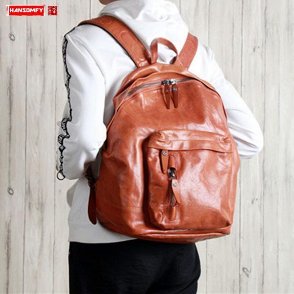 backpack genuine leather men's fashion casual 15.6 inch lapbag male simple men travel fitness brown backpacks
backpack genuine leather men's fashion casual 15.6 inch lapbag male simple men travel fitness brown backpacks