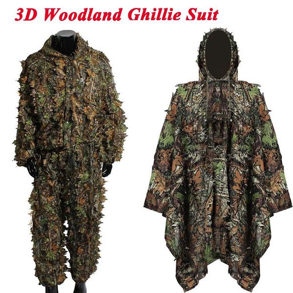 hunting sets tactical blind camouflage clothing 3d woodland leaves ghillie suits cloak / shirt + pants paintball, Camo
hunting sets tactical blind camouflage clothing 3d woodland leaves ghillie suits cloak / shirt + pants paintball, Camo