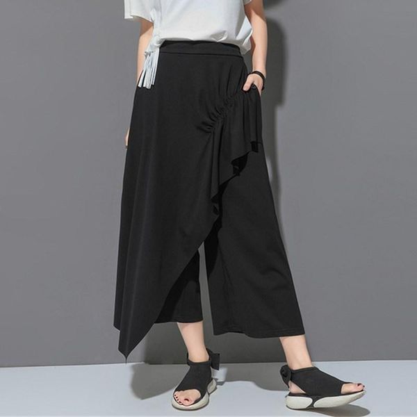 women's pants & capris summer black high elastic waist ruffles wide leg women patchwork casual loose skirt trousers 2021 fashions stree, Black;white
women's pants & capris summer black high elastic waist ruffles wide leg women patchwork casual loose skirt trousers 2021 fashions stree, Black;white
