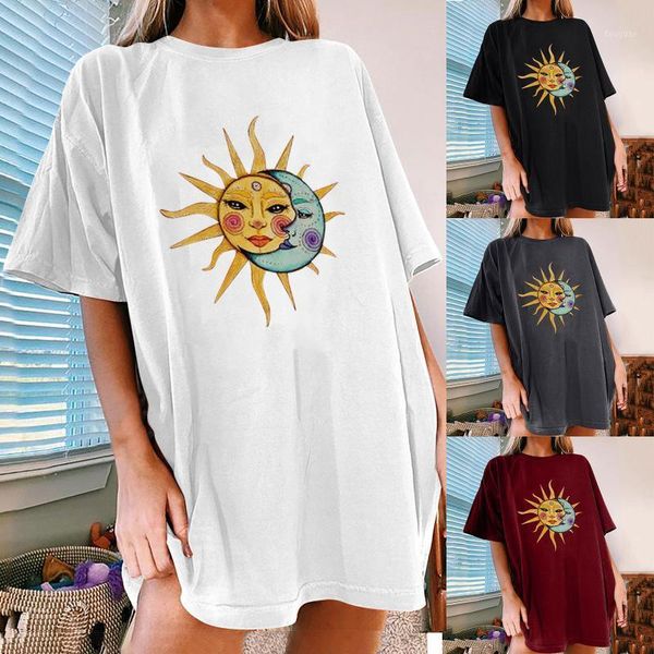 women's t-shirt women vintage sun and moon printed tshirts o-neck casual summer streetwear t-shirts elegantes mujer beautiful @40, White
women's t-shirt women vintage sun and moon printed tshirts o-neck casual summer streetwear t-shirts elegantes mujer beautiful @40, White