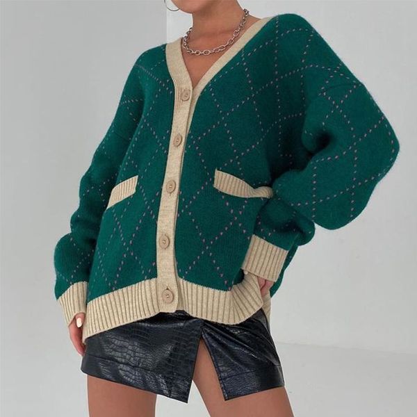 women's sweaters lvinmw diamond lattice patchwork woolen cardigans v neck pockets single breasted loose comfort fashion outerwear for w, White;black
women's sweaters lvinmw diamond lattice patchwork woolen cardigans v neck pockets single breasted loose comfort fashion outerwear for w, White;black
