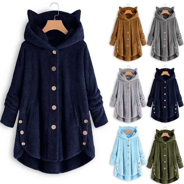 fashion hoodies women jacket button coat patchworl hooded pullover loose blouse plus size warm thick windbreaker outerwear 211027, Black
fashion hoodies women jacket button coat patchworl hooded pullover loose blouse plus size warm thick windbreaker outerwear 211027, Black