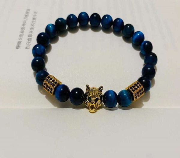 popular jewelry 8mm natural sea blue treasure agate stone bracelet with micro inlaid zircon wolf head hexagonal column bracelet, Black
popular jewelry 8mm natural sea blue treasure agate stone bracelet with micro inlaid zircon wolf head hexagonal column bracelet, Black
