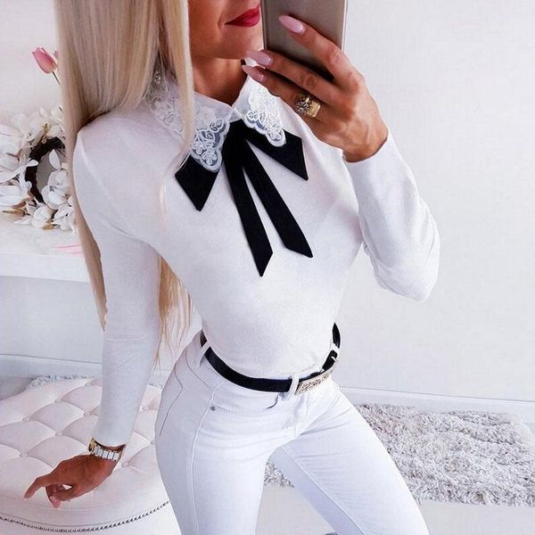 bow turndown collar blouse women shirt casual long sleeve splice outerwear female spring autumn slim warm streetwear women's blouses &, White
bow turndown collar blouse women shirt casual long sleeve splice outerwear female spring autumn slim warm streetwear women's blouses &, White