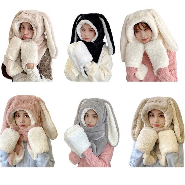 berets sweet 3-in-1 cute thick hat long-eared ear protect warm plush scarf gloves set for sports in cold weather lx9e, Blue;gray
berets sweet 3-in-1 cute thick hat long-eared ear protect warm plush scarf gloves set for sports in cold weather lx9e, Blue;gray