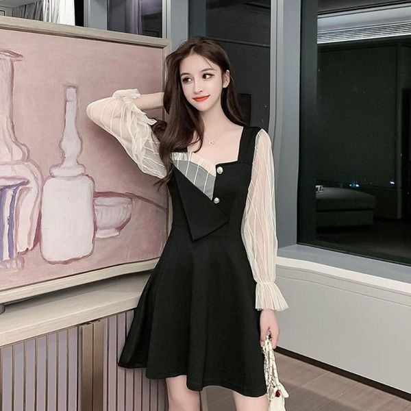small fragrance medium length dress elegant vintage women black long puff sleeve body female waist up lace square neckdress casual dresses, Black;gray
small fragrance medium length dress elegant vintage women black long puff sleeve body female waist up lace square neckdress casual dresses, Black;gray