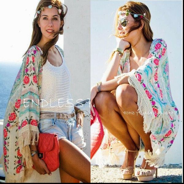 women fringed womens blouses tassel shawl cape beach ladies cover up loose blouse floral shirt drop, White
women fringed womens blouses tassel shawl cape beach ladies cover up loose blouse floral shirt drop, White