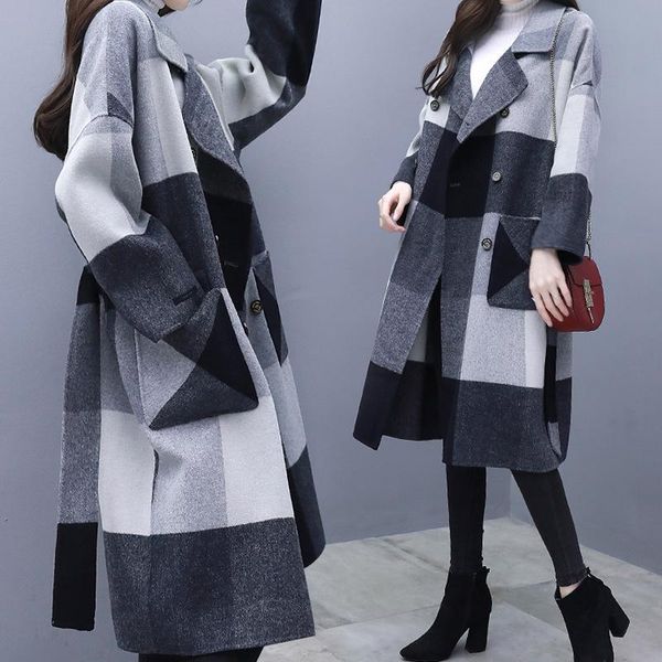 women's wool & blends woman woolen 2021 korean fashion coats female spring autumn contrast mid-length elegant womans trench jacket, Black
women's wool & blends woman woolen 2021 korean fashion coats female spring autumn contrast mid-length elegant womans trench jacket, Black
