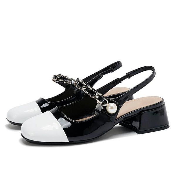 dress shoes korean mary jane female square toe princess single pearl chain crude heel patent leather candy color women's, Black
dress shoes korean mary jane female square toe princess single pearl chain crude heel patent leather candy color women's, Black