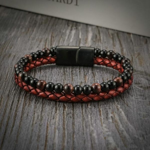 beaded, strands leather handchain with natural stone red tiger eye bracelet beaded titanium stainless steel for men 2021 trendy fashion, Black
beaded, strands leather handchain with natural stone red tiger eye bracelet beaded titanium stainless steel for men 2021 trendy fashion, Black