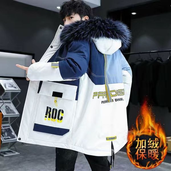 2021 new winter men's parka thickened cotton padded hooded et with fur collar overcom warm streetwear coat windbreaker, Black;brown
2021 new winter men's parka thickened cotton padded hooded et with fur collar overcom warm streetwear coat windbreaker, Black;brown