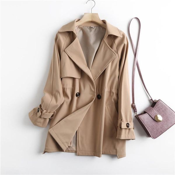 women's trench coats 2021 autumn fashion temperament suit collar long sleeve double breasted loose casual waist jacket df625, Tan;black
women's trench coats 2021 autumn fashion temperament suit collar long sleeve double breasted loose casual waist jacket df625, Tan;black