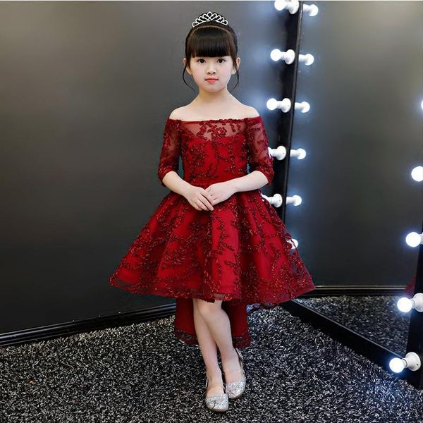 girl's dresses red tulle flower girl for weddings party ball gown lace appliques shoulderless first communion girls, Red;yellow
girl's dresses red tulle flower girl for weddings party ball gown lace appliques shoulderless first communion girls, Red;yellow
