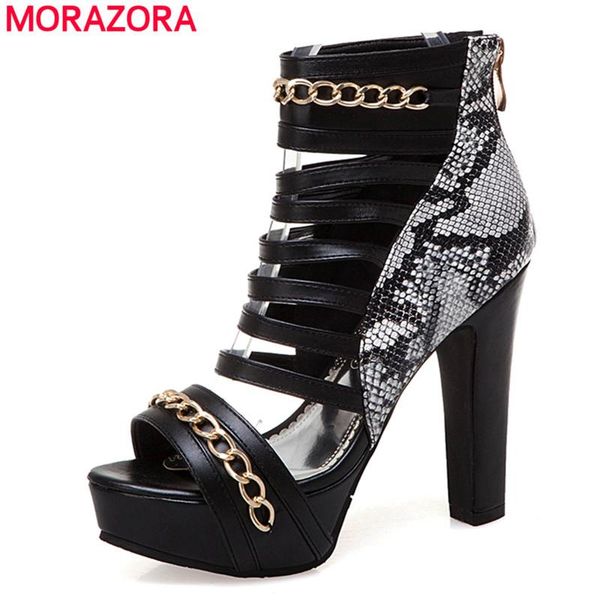 34-45 2021 women's gladiator sandals chain zip platform shoes mixed color peep toe ladies high heels, Black
34-45 2021 women's gladiator sandals chain zip platform shoes mixed color peep toe ladies high heels, Black