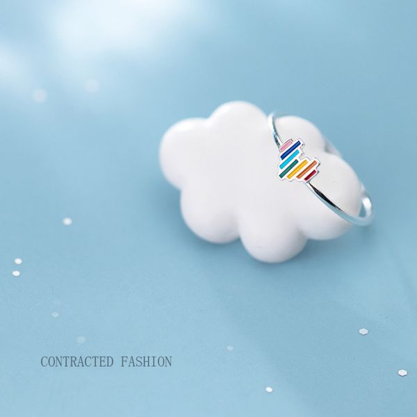 s925 silver ring female japanese korean style simple small fresh lovely rainbow love adjustable hand jewelry, Black
s925 silver ring female japanese korean style simple small fresh lovely rainbow love adjustable hand jewelry, Black