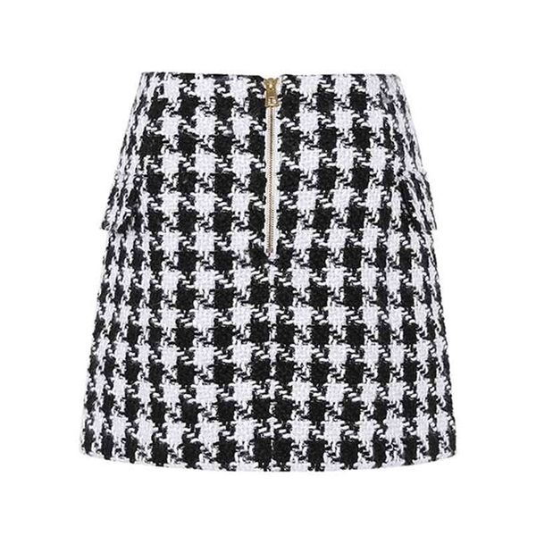 new fashion trend of women's lion buttons double breasted tweed wool houndstooth mini skirt elegant plaid a line short skirts 210412, Black
new fashion trend of women's lion buttons double breasted tweed wool houndstooth mini skirt elegant plaid a line short skirts 210412, Black