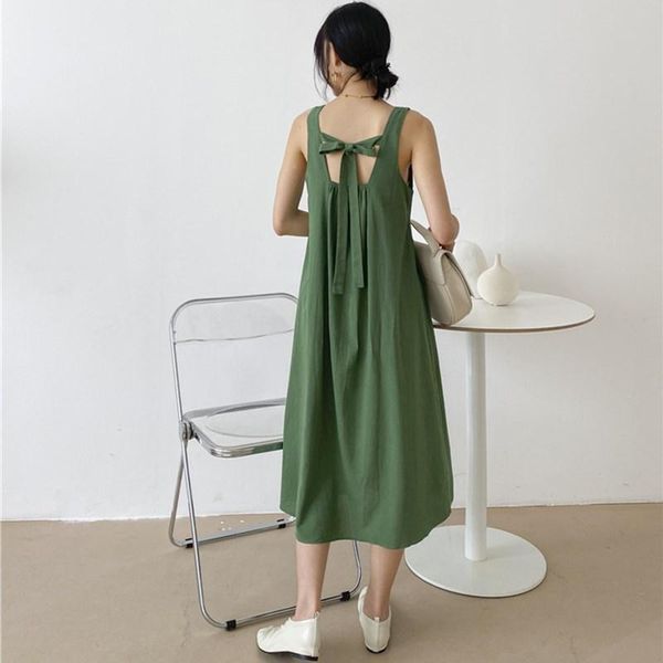 casual dresses woman sundress backless strapless vest dress bow tie back solid color o-neck cotton summer elegant light, Black;gray
casual dresses woman sundress backless strapless vest dress bow tie back solid color o-neck cotton summer elegant light, Black;gray