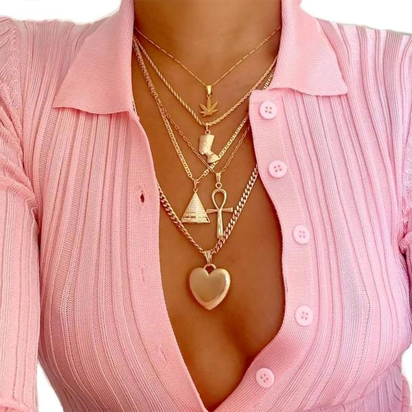 pcs/set women punk peach heart cross triangle leaf portrait pendant multilayer clavicle chain beach necklaces jewelry gifts, Silver
pcs/set women punk peach heart cross triangle leaf portrait pendant multilayer clavicle chain beach necklaces jewelry gifts, Silver