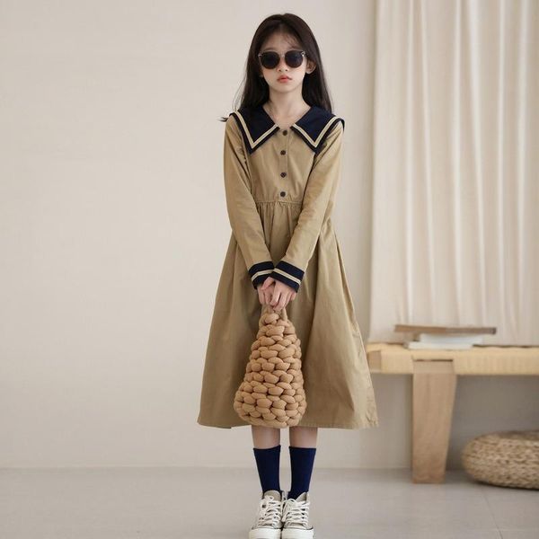 girl's dresses autumn children's clothing navy lapel trend preppy style long sleeve dress for 6-18y girls casual cl616, Red;yellow
girl's dresses autumn children's clothing navy lapel trend preppy style long sleeve dress for 6-18y girls casual cl616, Red;yellow