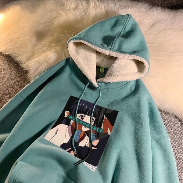 women's hoodies & sweatshirts oversized cartoon hoodie lamb wool pullover 2021 fashion sweatshirt casual coat harajuku couple warm s ~, Black
women's hoodies & sweatshirts oversized cartoon hoodie lamb wool pullover 2021 fashion sweatshirt casual coat harajuku couple warm s ~, Black