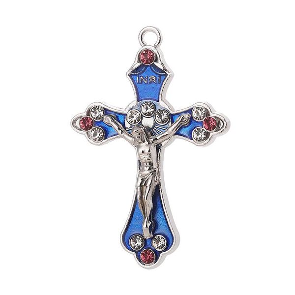 charms pendants for necklaces diy jewelry making accessories zinc alloy material jesus exorcism cross wholesale catholic supplies, Bronze;silver