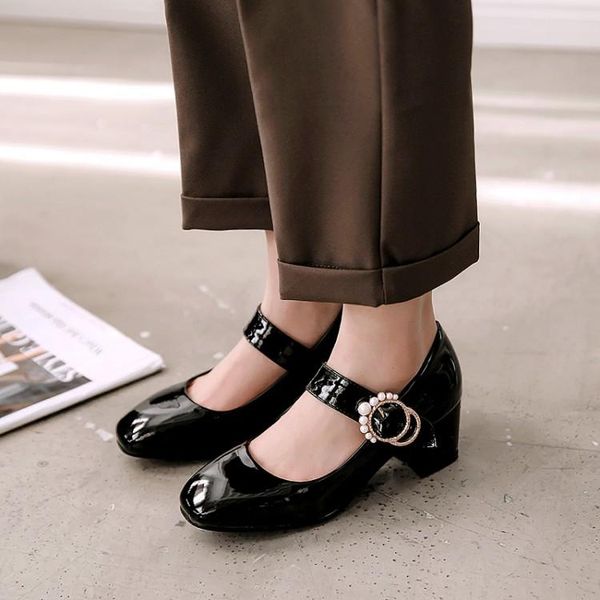 dress shoes big size 11 12 13 ladies high heels women woman pumps lacquer square head water drill with one word buckle and thick heel, Black
dress shoes big size 11 12 13 ladies high heels women woman pumps lacquer square head water drill with one word buckle and thick heel, Black