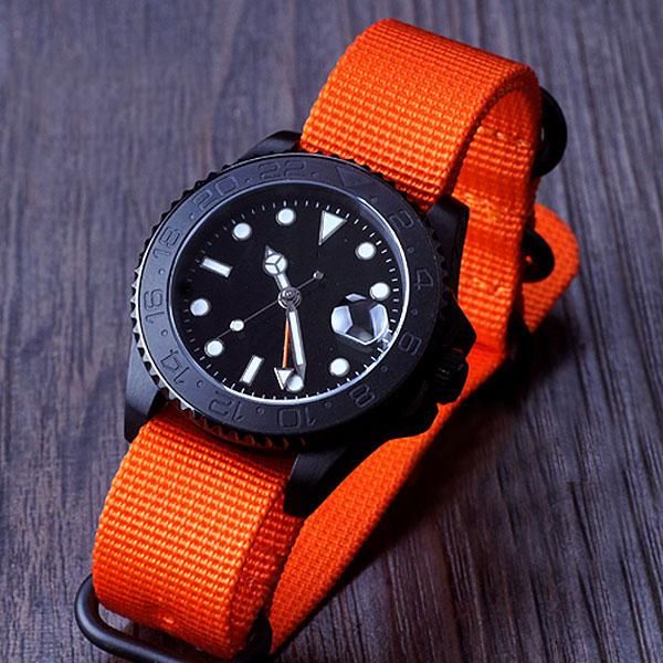 wristwatches 40mm sterile dial sapphire glass brushed ceramic bezel seeing case back orange nylon gmt automatic men's wristwatch, Slivery;brown
wristwatches 40mm sterile dial sapphire glass brushed ceramic bezel seeing case back orange nylon gmt automatic men's wristwatch, Slivery;brown