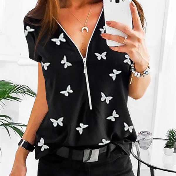 autumn elegant short sleeve print women v neck work zipper plus size 5xl mujer blusa clothes, White
autumn elegant short sleeve print women v neck work zipper plus size 5xl mujer blusa clothes, White