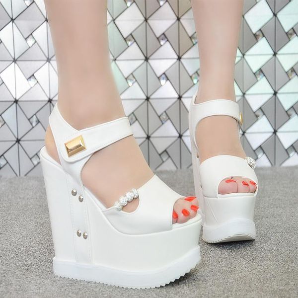 summer ultra high heel fish mouth sandals wedge with thick bottom roman women's 15 cm simple heels, Black
summer ultra high heel fish mouth sandals wedge with thick bottom roman women's 15 cm simple heels, Black