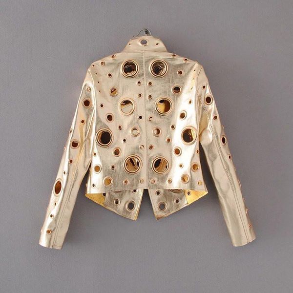 women's leather & faux gold rivet ring pu hollow out street trendsetters autumn short coat female jackets o neck long sleeve loose axct, Black
women's leather & faux gold rivet ring pu hollow out street trendsetters autumn short coat female jackets o neck long sleeve loose axct, Black